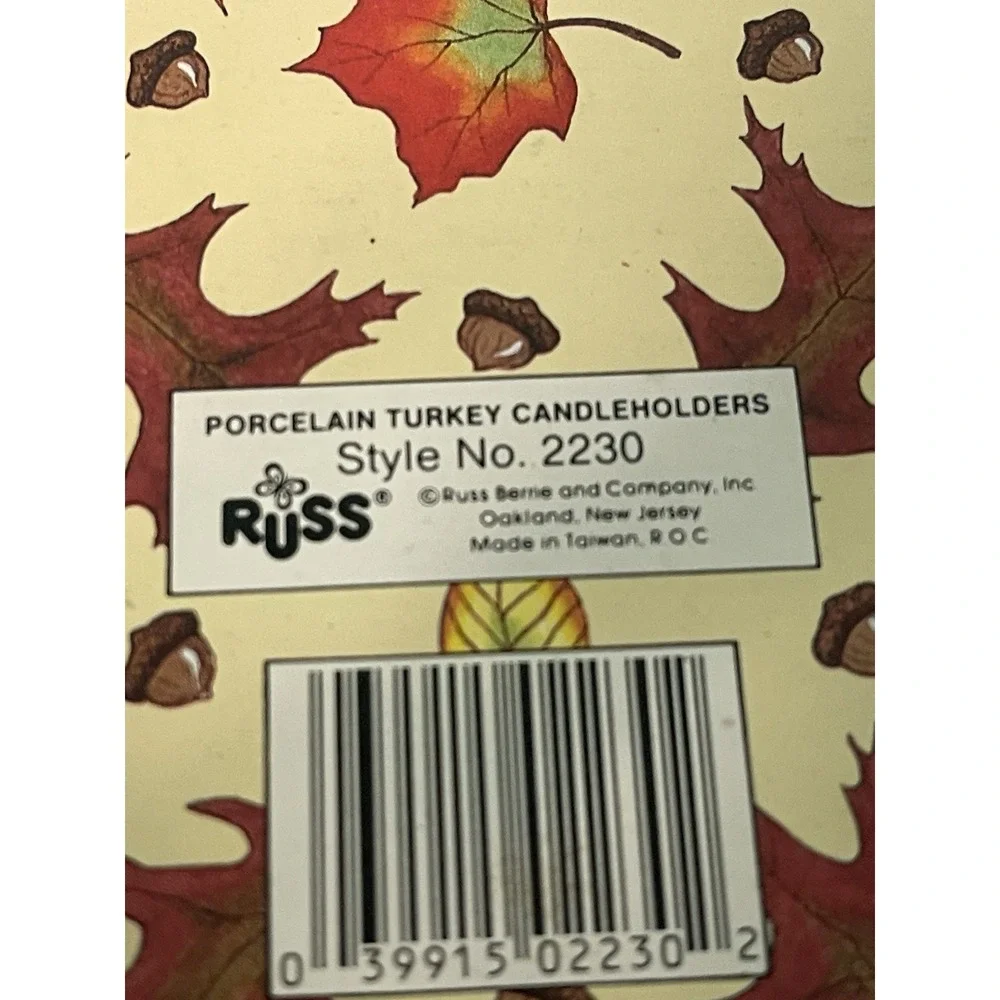 Russ Vintage Pair of Porcelain Thanksgiving Turkey Candleholders Bin-Z‎
